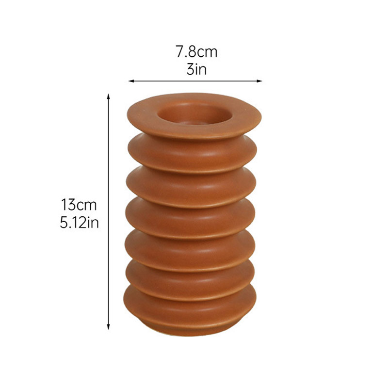 Stacked ring Ceramic candle holder Color:Brown;Size:7.8*7.8*13cm