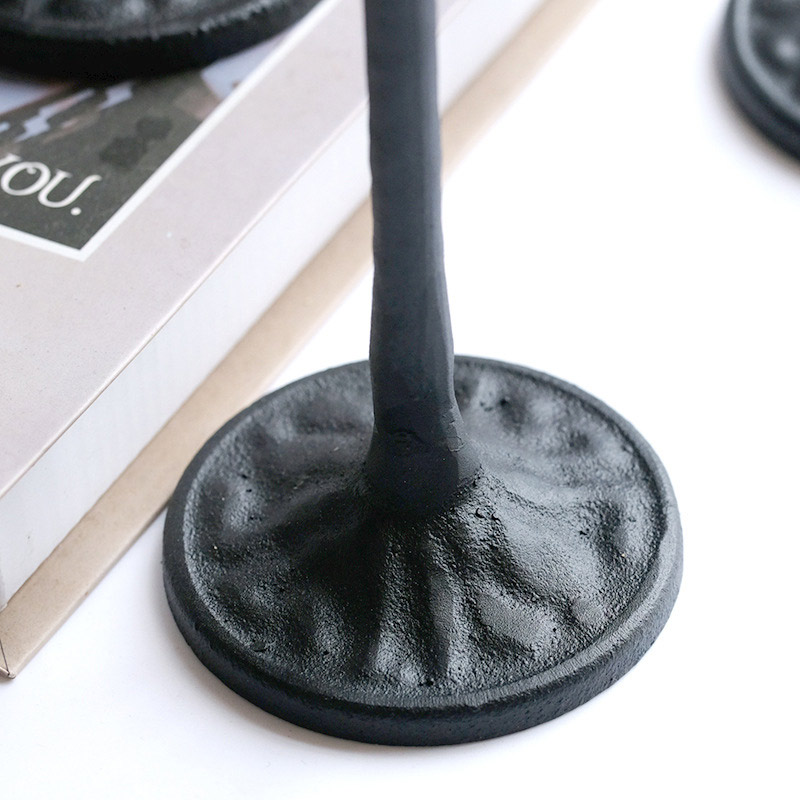 Vintage Industrial Style Wrought Iron Taper Candle Holder Color:Black;Size:8*8*18.5cm 4