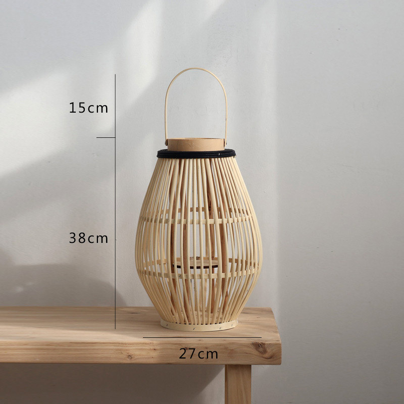 Handmade Woven Bamboo Lantern Candle Holder Size:27*27*38cm