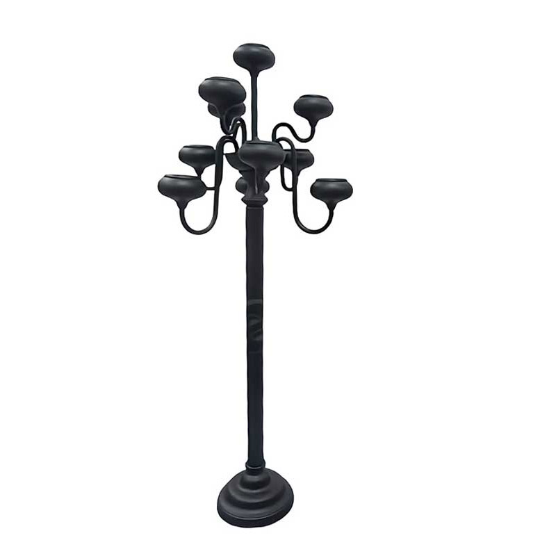 Nine-lights Wrought Iron Floor Candelabra Black