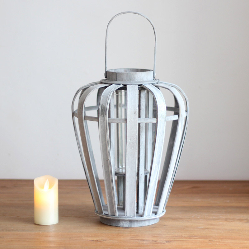 Rustic Farmhouse Wooden Lantern Candle Holder Size:27*46cm 4