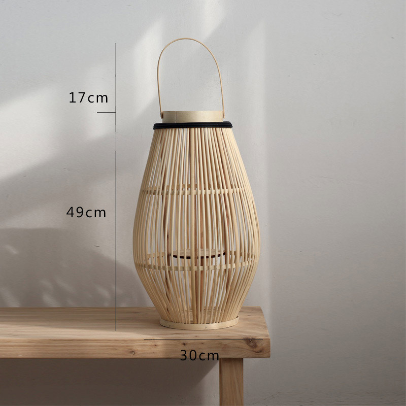 Handmade Woven Bamboo Lantern Candle Holder Size:30*30*49cm