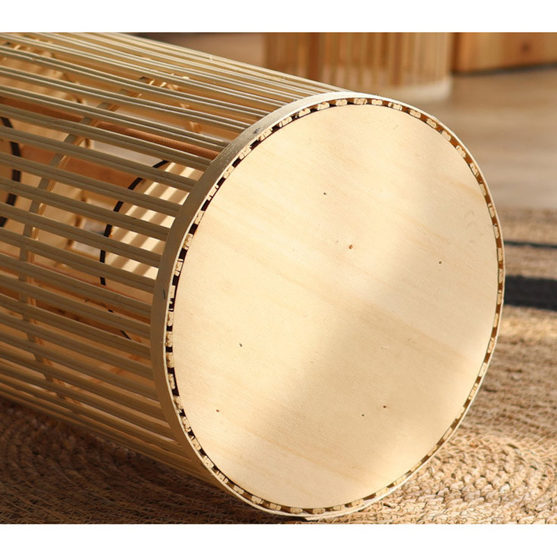 Hand-Woven Floor Bamboo and Wood Lantern / Candle Holder Color:Natural ;Size:18*18*30cm 4