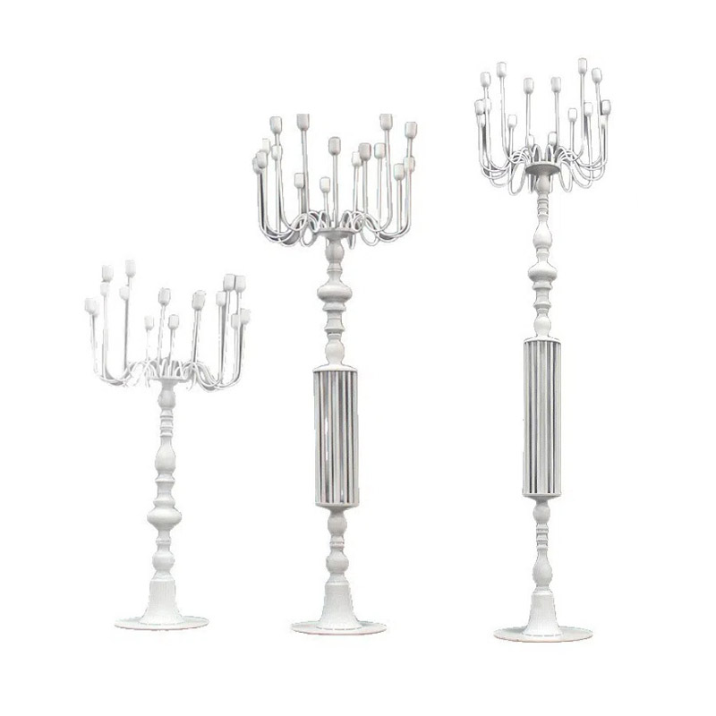 Extral Large Floor Iron Candelabra White