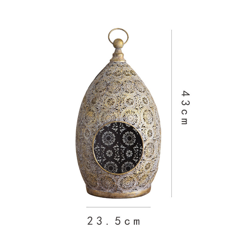 Vintage Hollowed-Out Lantern, Moroccan Iron Candle Holder Size:23.5*23.5*40cm