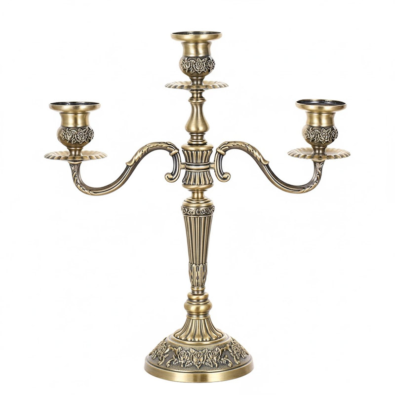3-Arm & 5-Arm Vintage European Iron Candelabra Color:Copper;Arms:3 arms