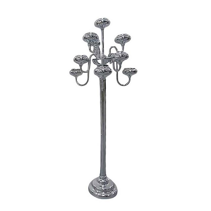 Nine-lights Wrought Iron Floor Candelabra Silver