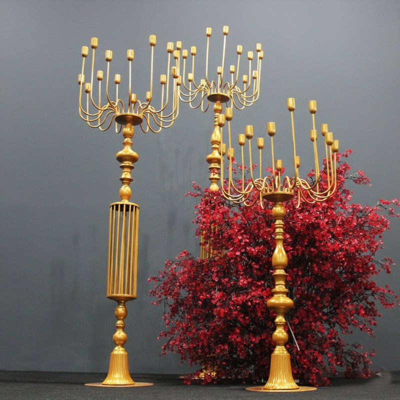 Extral Large Floor Iron Candelabra Color:Golden;Size:57*115cm,3.8kg 2