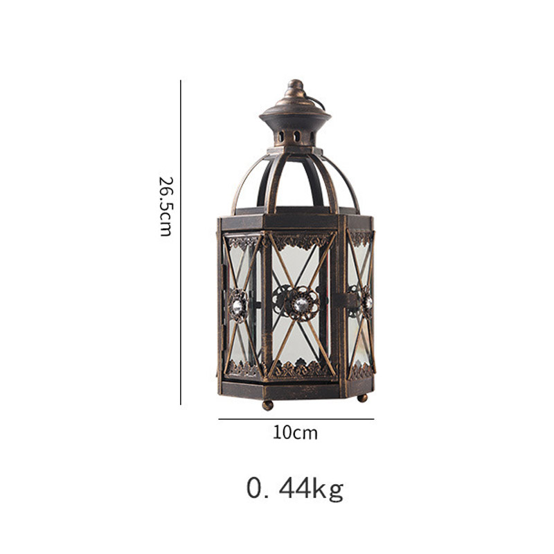 Retro Candle Holder Glass Hurricane Lantern Color:Aged Bronze