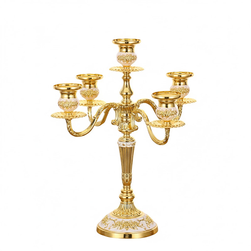 3-Arm & 5-Arm Vintage European Iron Candelabra Gold