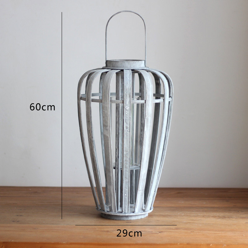 Rustic Farmhouse Wooden Lantern Candle Holder Size:29*60cm