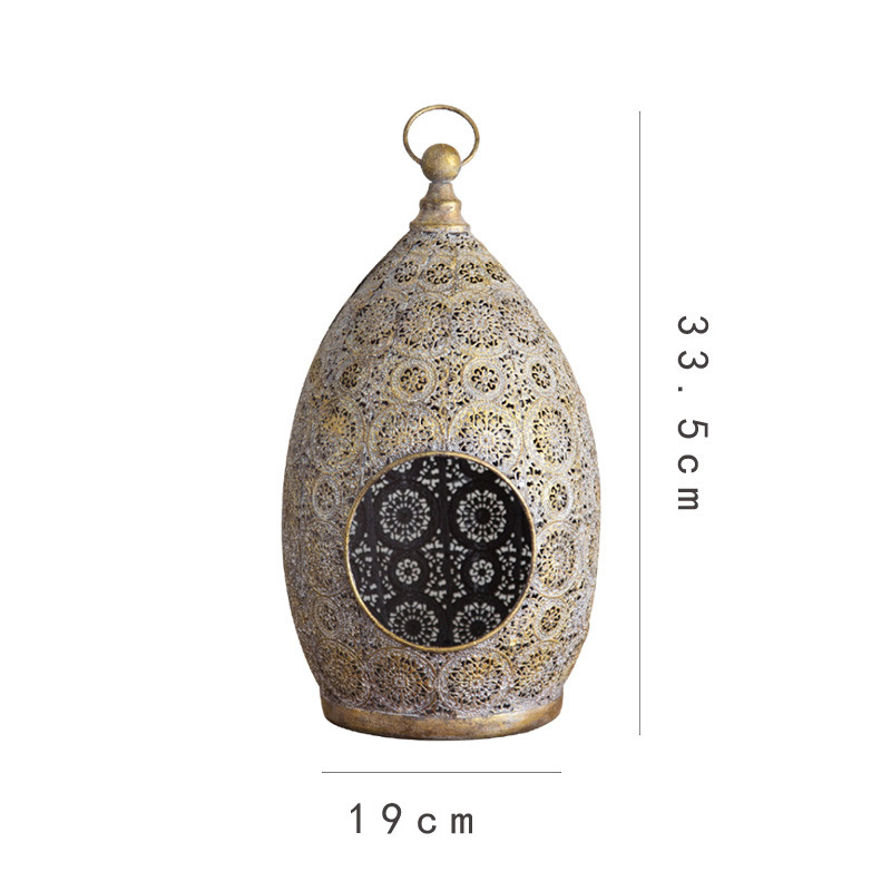 Vintage Hollowed-Out Lantern, Moroccan Iron Candle Holder Size:19*19*33.5cm