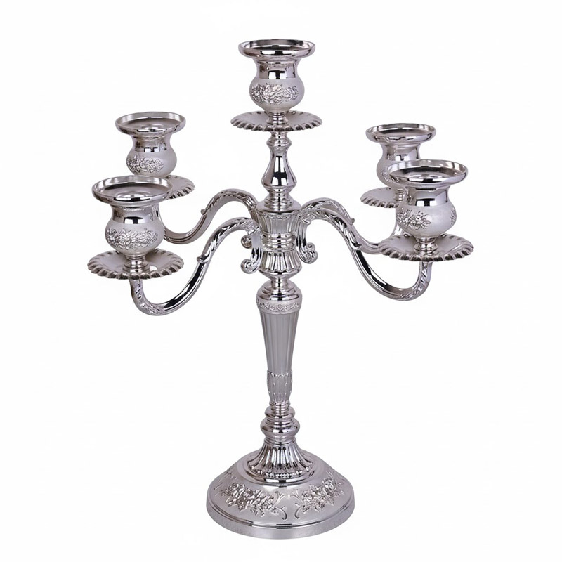 3-Arm & 5-Arm Vintage European Iron Candelabra Silver
