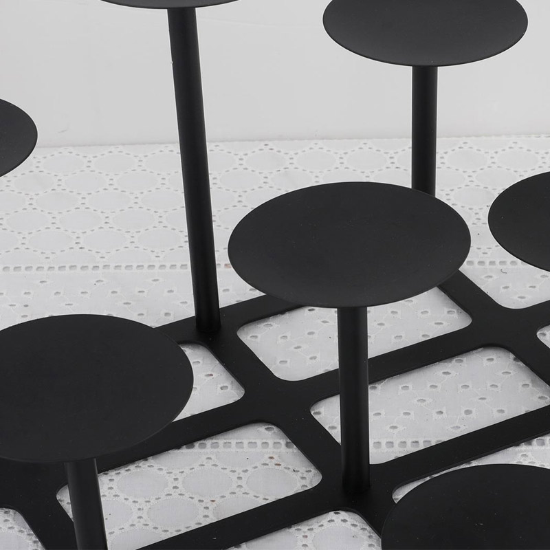 Black 9 Arms Tiered Spandrels Disassembly Candelabra Color:Black 2