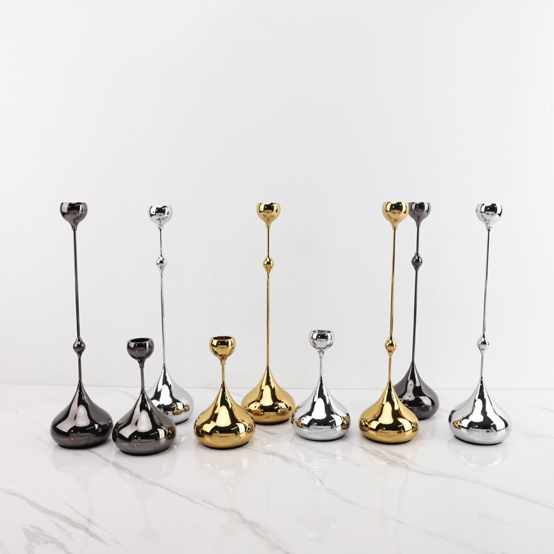 Minimalist Teardrop Metal Candlestick Holder Color:Black;Size:8.5*8.5*32cm 1