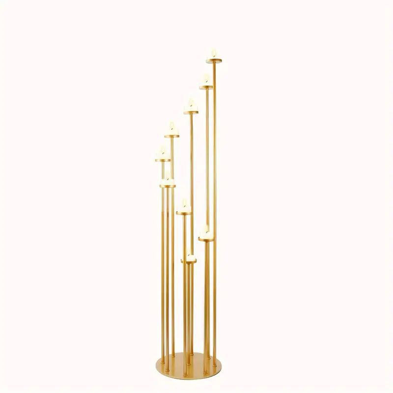 Metal 9-light Varying Heights multi-stem Floor Candle Holder Color:Gold