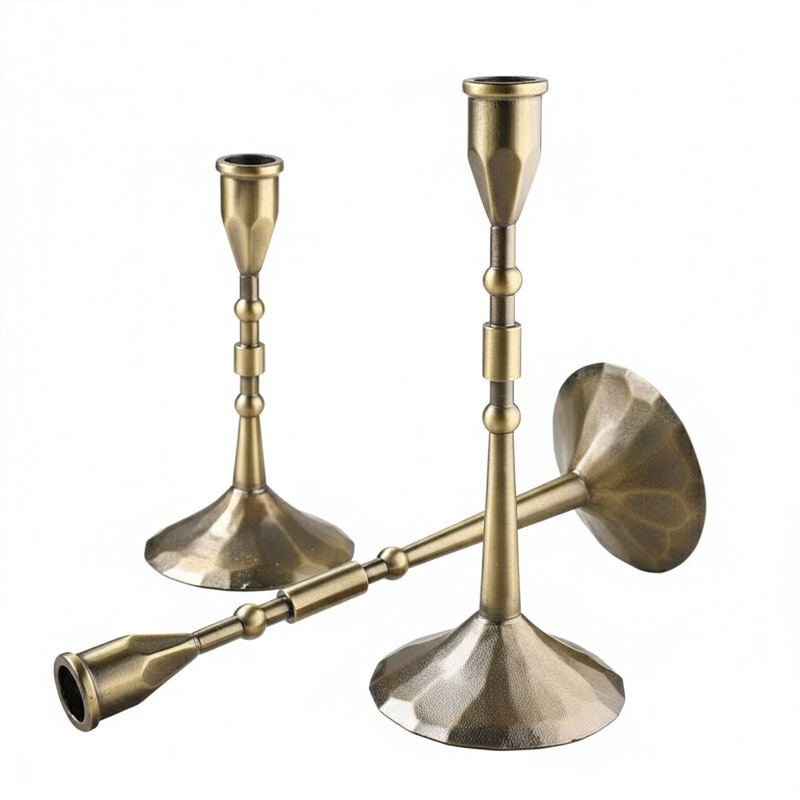 European Retro Hammered Iron Candlestick Holder (Set of 3)