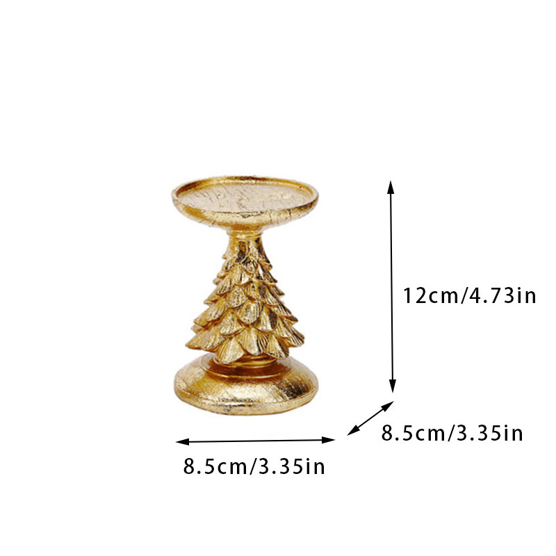Vintage Christmas Tree Resin Candle Holder Sef Of 3 Color:Gold;Size:8.5*8.5*12cm