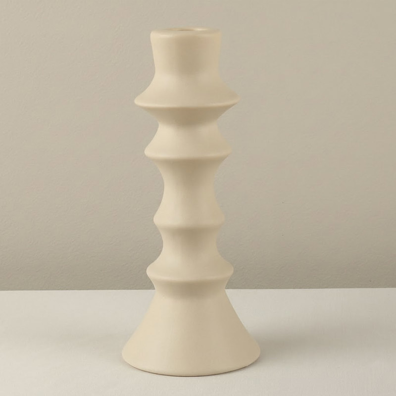 Modern Minimalist Ceramic Candlestick Holder Light Beige  , Creative Nordic Style Home Decor