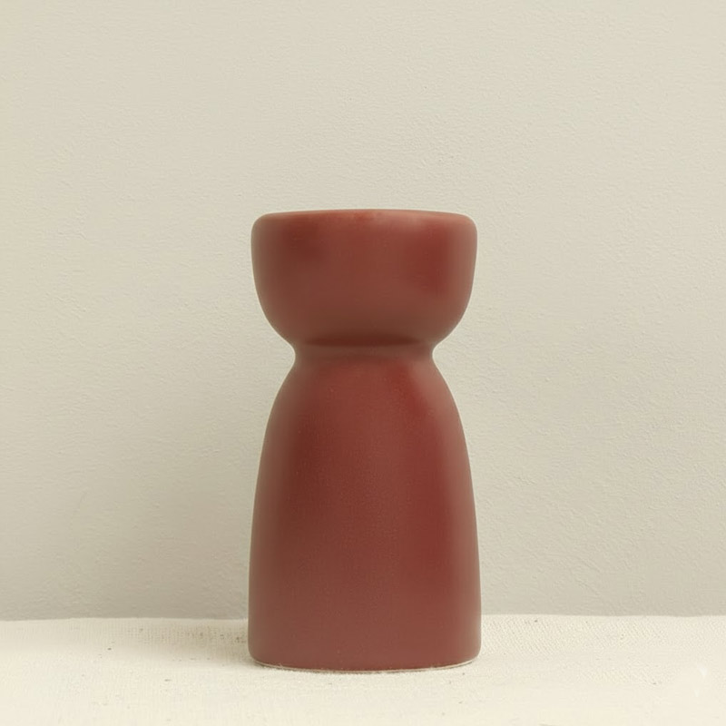 Minimalist Ceramic Candlestick Holder Color:Burgundy;Size:4*4*8cm