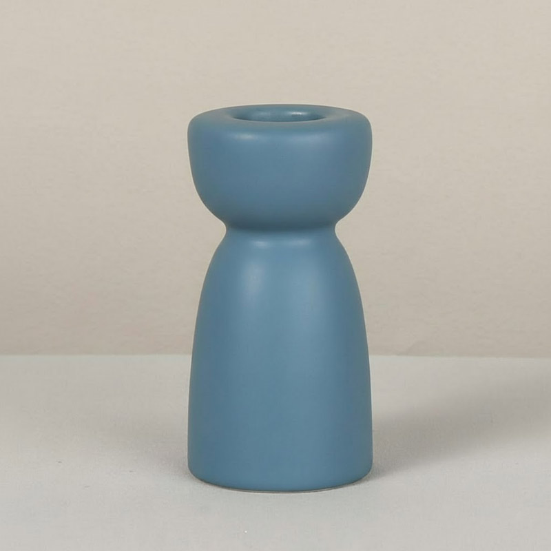 Minimalist Ceramic Candlestick Holder Color:Medium Blue;Size:4*4*8cm