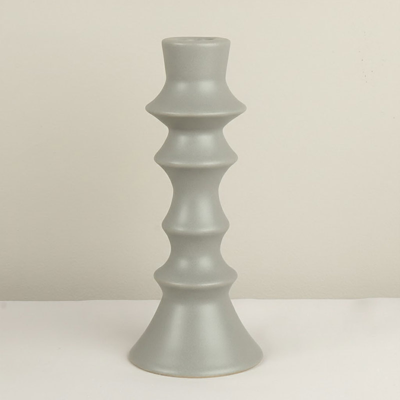 Modern Minimalist Ceramic Candlestick Holder Light Gray  , Creative Nordic Style Home Decor