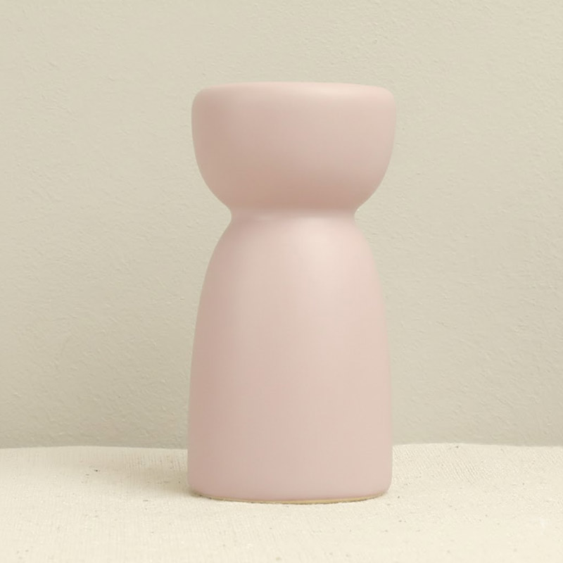 Minimalist Ceramic Candlestick Holder Color:Mauve;Size:4*4*8cm