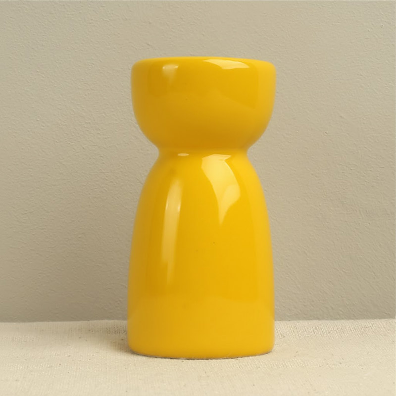Minimalist Ceramic Candlestick Holder Color:Mustard Yellow;Size:4*4*8cm