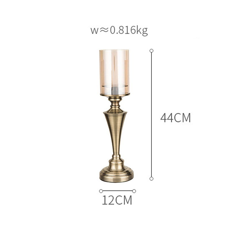 European Vintage Wrought Iron & Glass Candle Holder Size:12*12*44cm