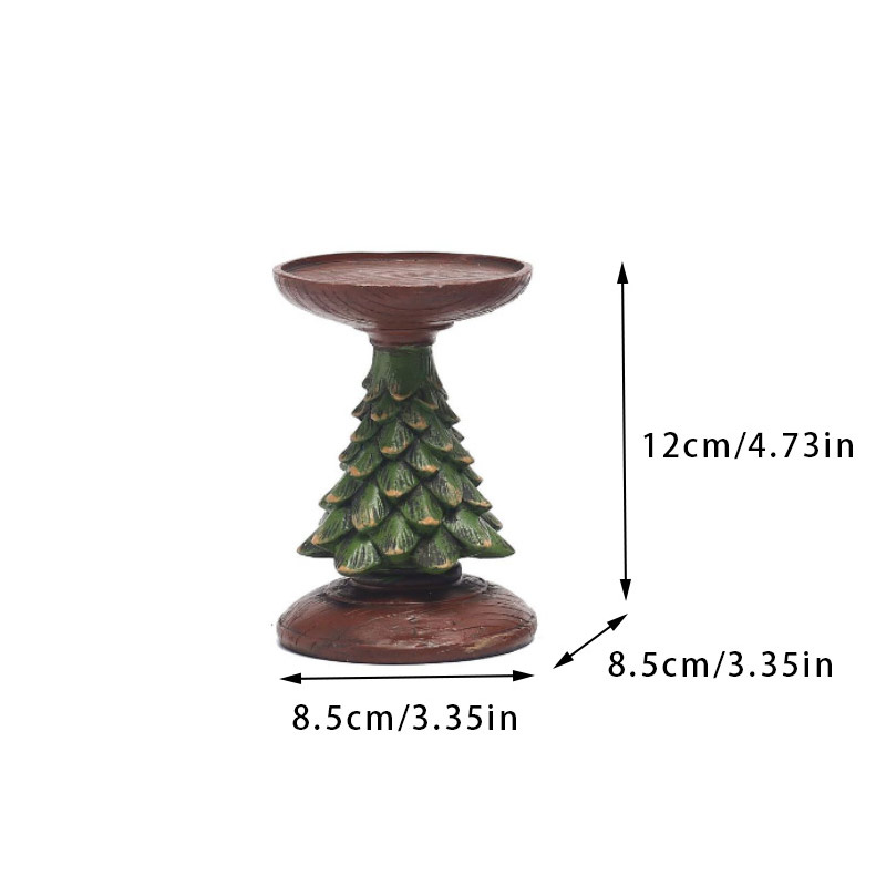Vintage Christmas Tree Resin Candle Holder Sef Of 3 Color:Green;Size:8.5*8.5*12cm