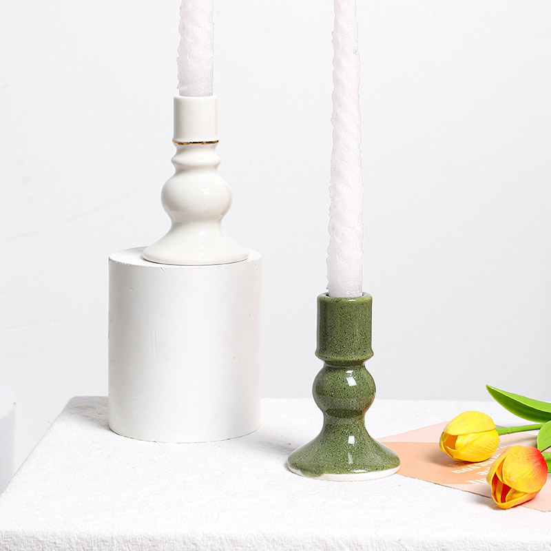Vintage Ceramic Candlestick Holder Color:Green 2