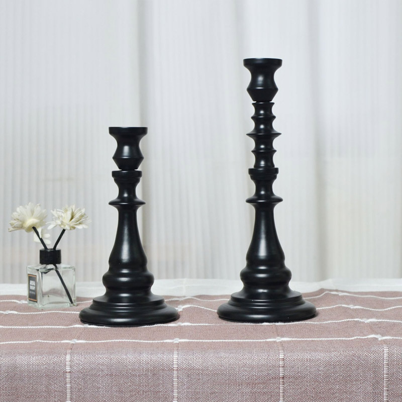 Classic Charcoal Single Wrought Iron Candlestick,non-slip pad Color:Black;Size:10*H19.5cm 4