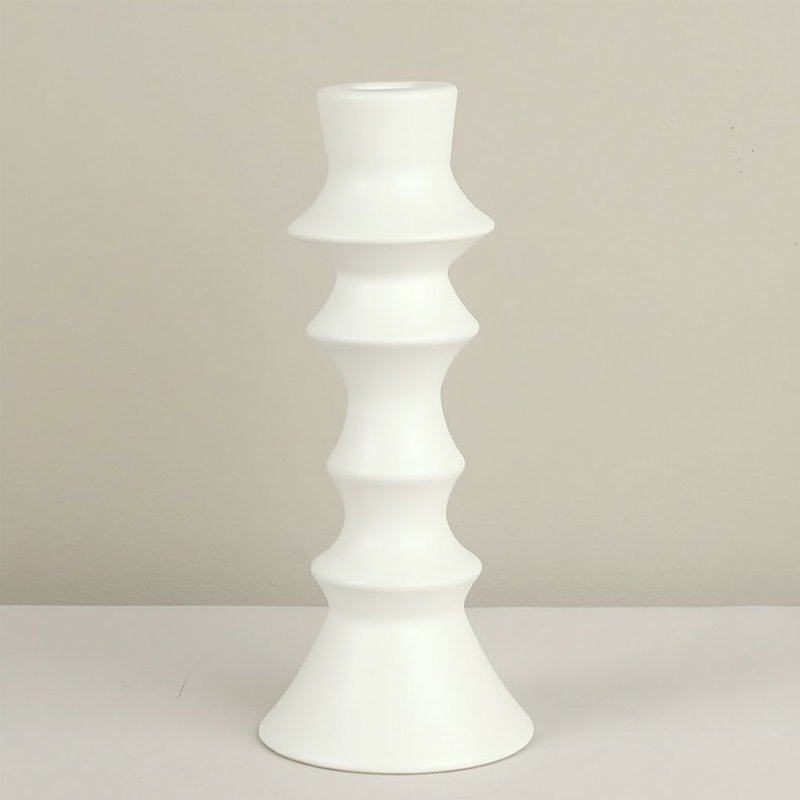 Modern Minimalist Ceramic Candlestick Holder White