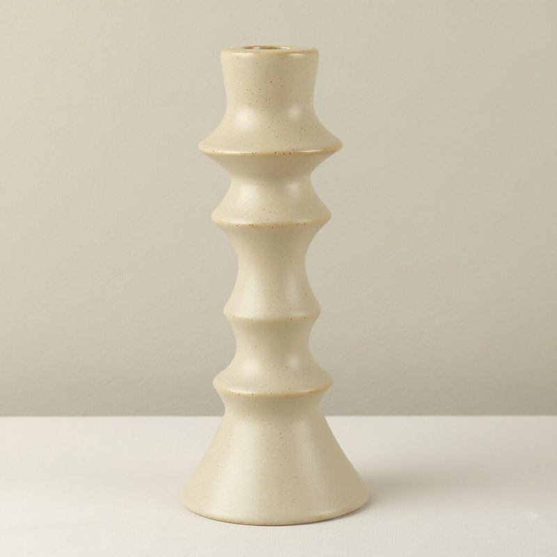 Modern Minimalist Ceramic Candlestick Holder Light Beige  , Creative Nordic Style Home Decor