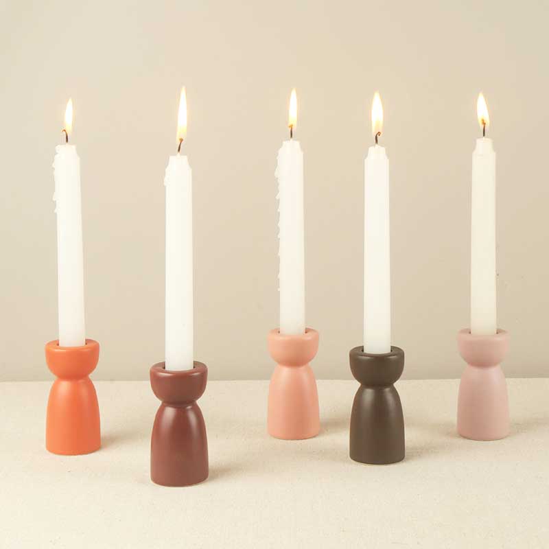 Minimalist Ceramic Candlestick Holder Color:Taupe;Size:4*4*8cm 1
