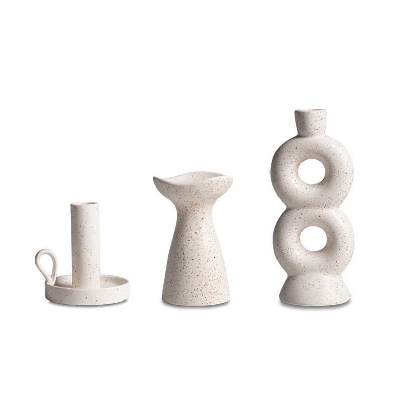 Nordic Minimalist Ceramic Candlestick Holder Set of 3 Size:10.2*10.2*23cm 2