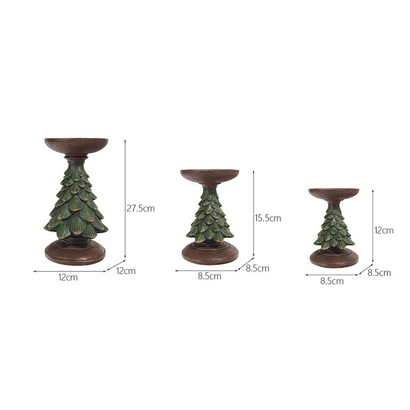 Vintage Christmas Tree Resin Candle Holder Sef Of 3 Color:Green;Size:8.5*8.5*12cm 3