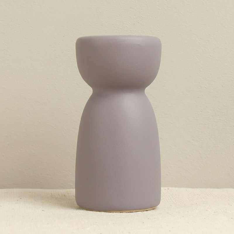 Minimalist Ceramic Candlestick Holder Color:Dusty Purple;Size:4*4*8cm
