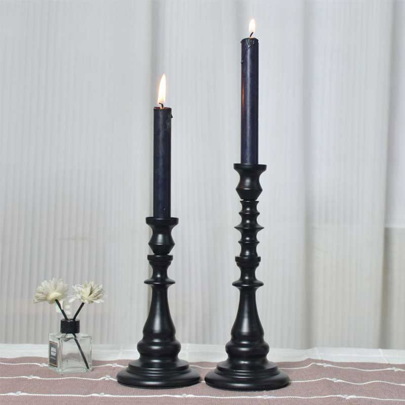 Classic Charcoal Single Wrought Iron Candlestick,non-slip pad Color:Black;Size:10*H19.5cm 2