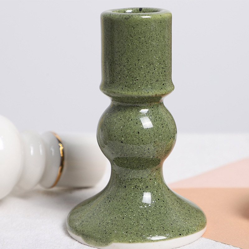 Vintage Ceramic Candlestick Holder Color:Green 1