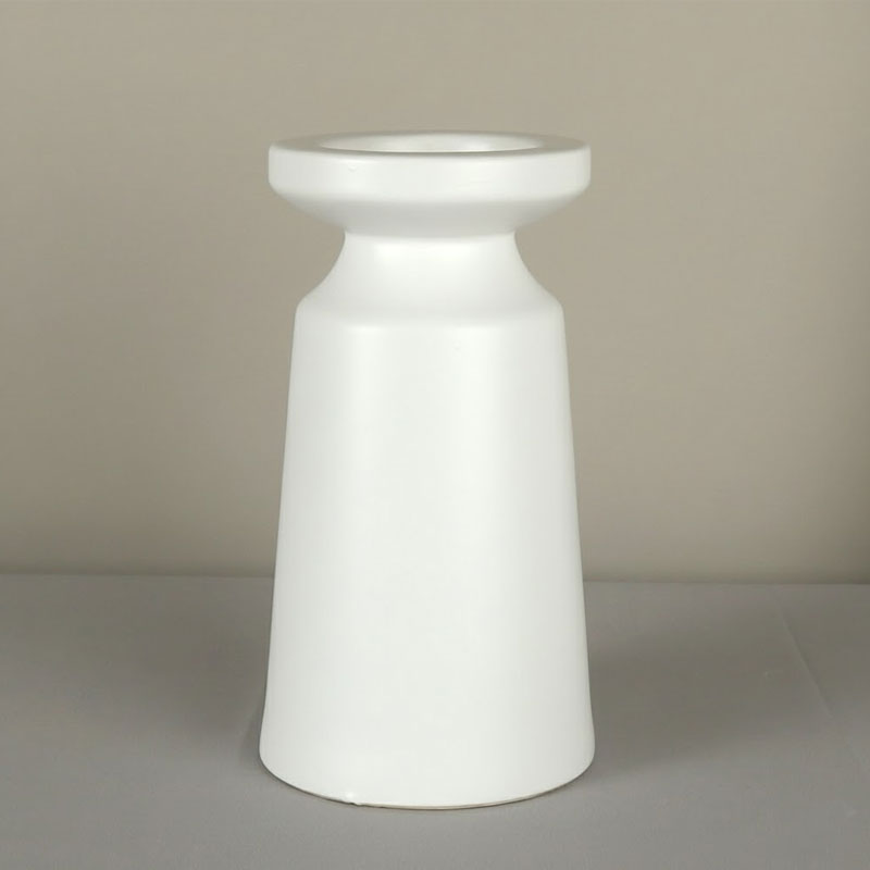Modern Minimalist Cone Ceramic Candlestick Color:Matte White;Size:14.5*14.5*35cm