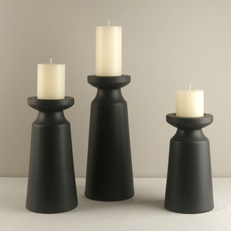 Modern Minimalist Cone Ceramic Candlestick Color:Matte Black;Size:14*14*30cm 3