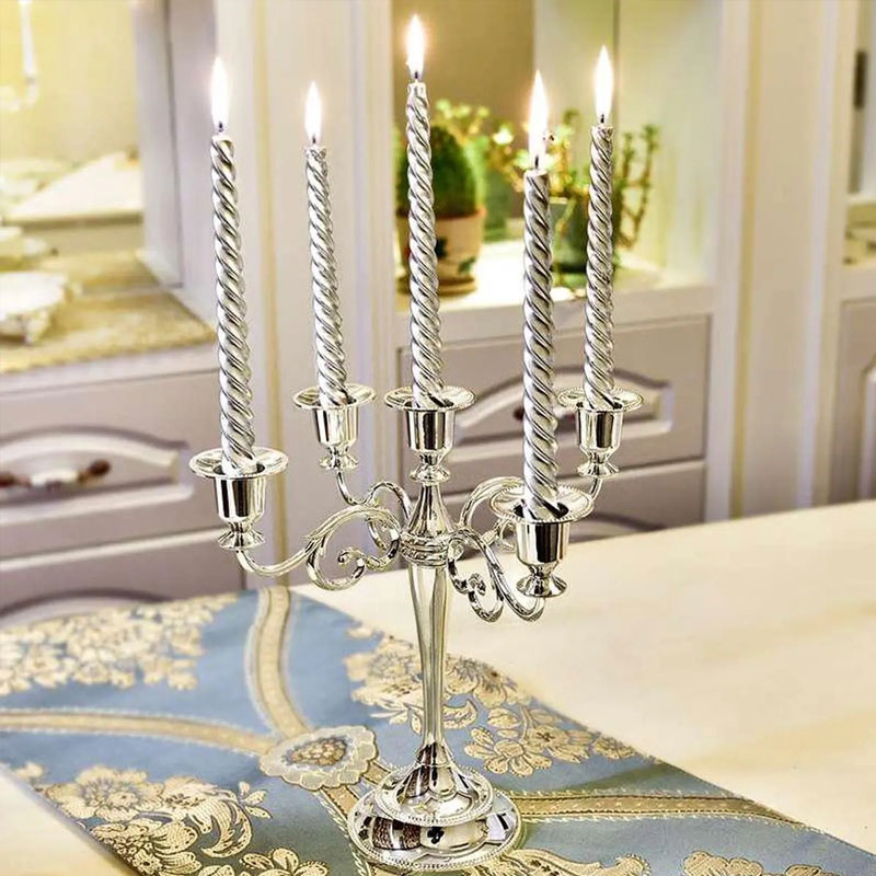 Vintage 5-Arm Aluminum-Iron Alloy Candelabra Silver
