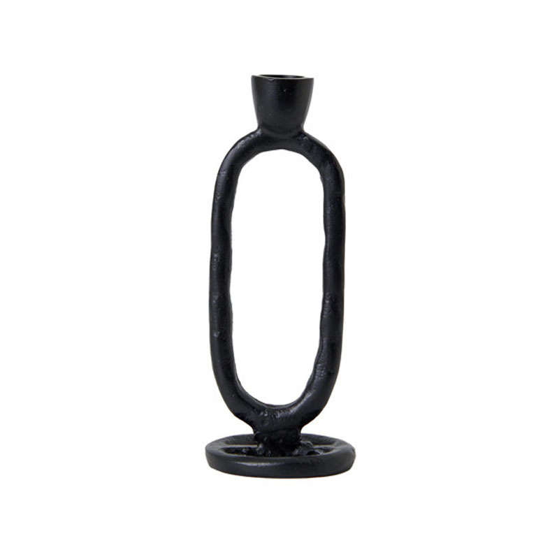 Elongated Oval Aluminum Candle Holder,Black/Silver Color:Black;Size:7.5*7.5*18.5cm