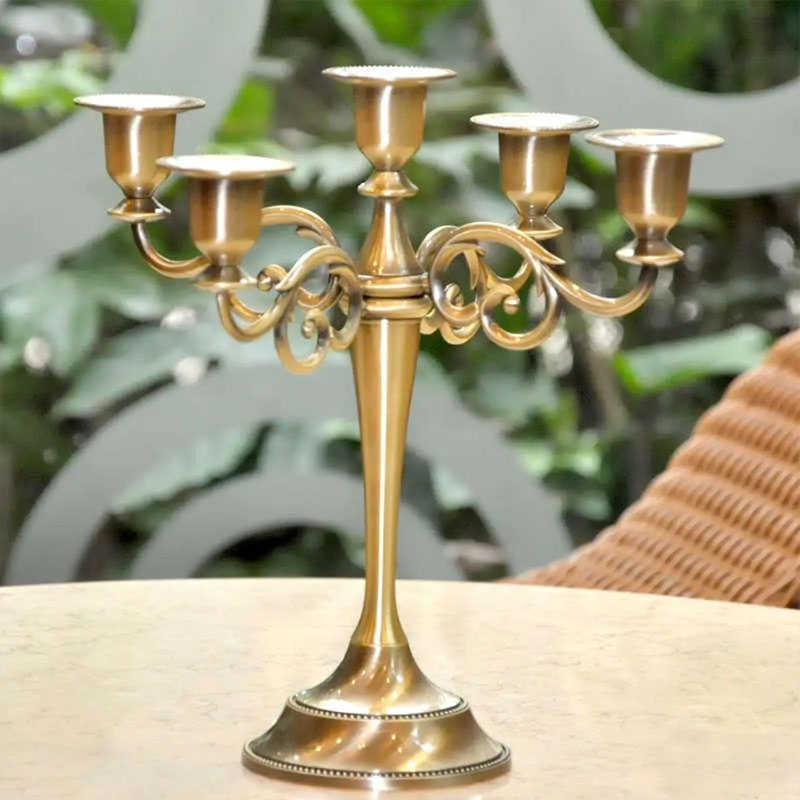 Vintage 5-Arm Aluminum-Iron Alloy Candelabra Antique bronze