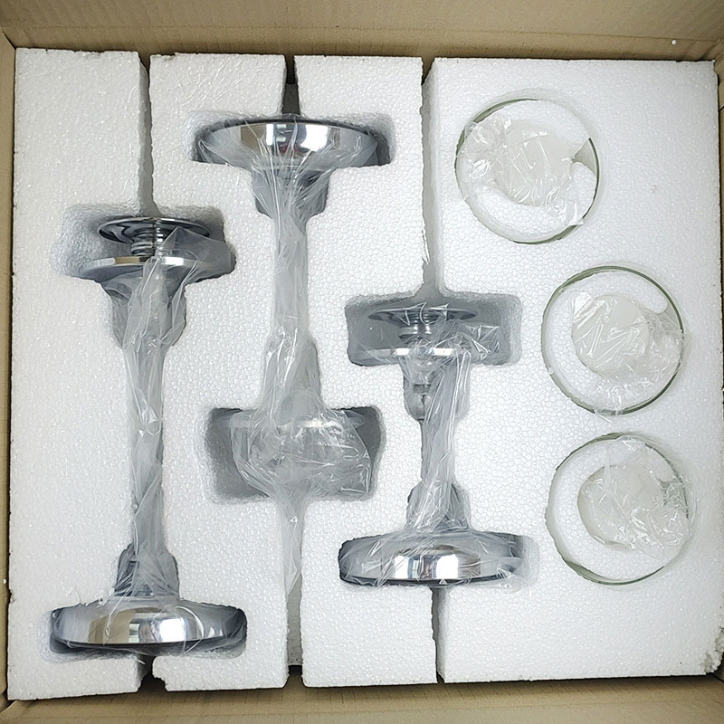 Set of 3 Electroplated Iron Candlestick Holders with Glass Shade Size:12*31cm 3