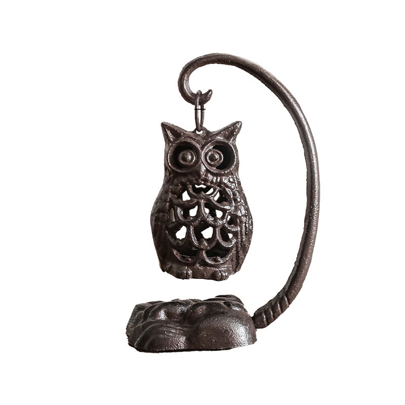 Vintage Cast Iron Owl and Goldfish Candle Holder Color:Owl2