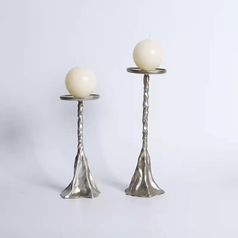 Molten Lava Art Resin Candlestick,Creative Taper Candle Stand Color:Silver 1