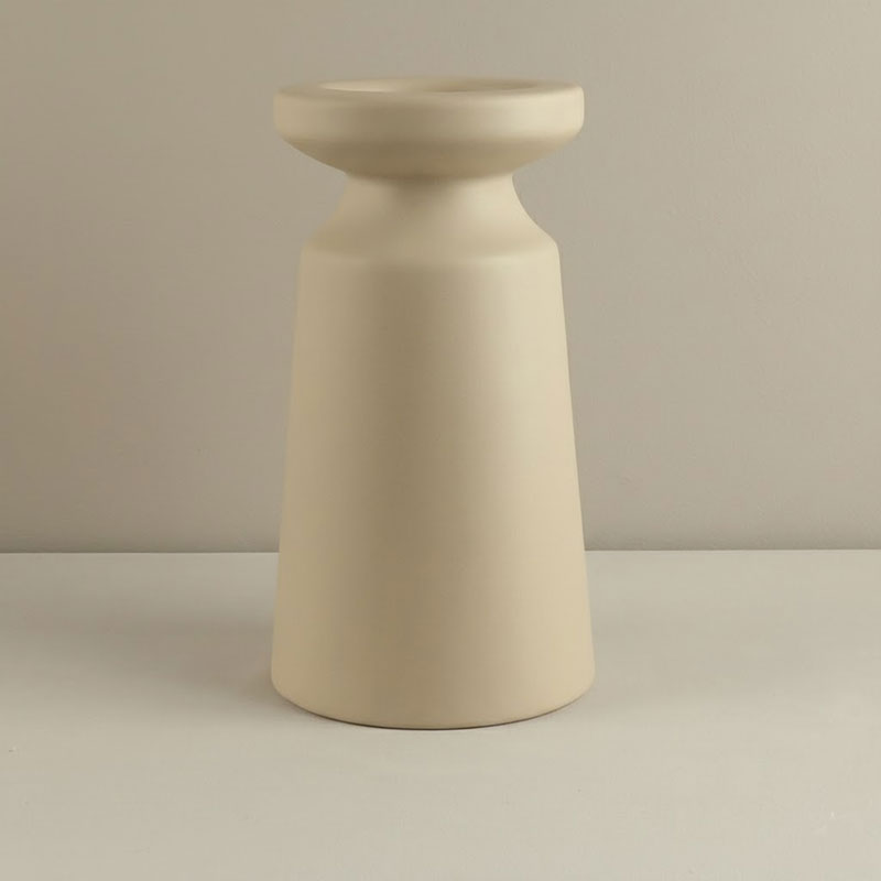 Modern Minimalist Cone Ceramic Candlestick Color:Matte Grey;Size:14.5*14.5*35cm