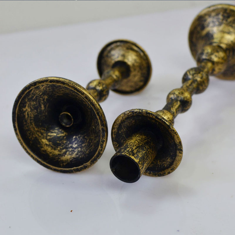 Vintage Distressed Iron Candle Holder Set of 3 Color:Antique Gold;Size:8*8*15cm 4